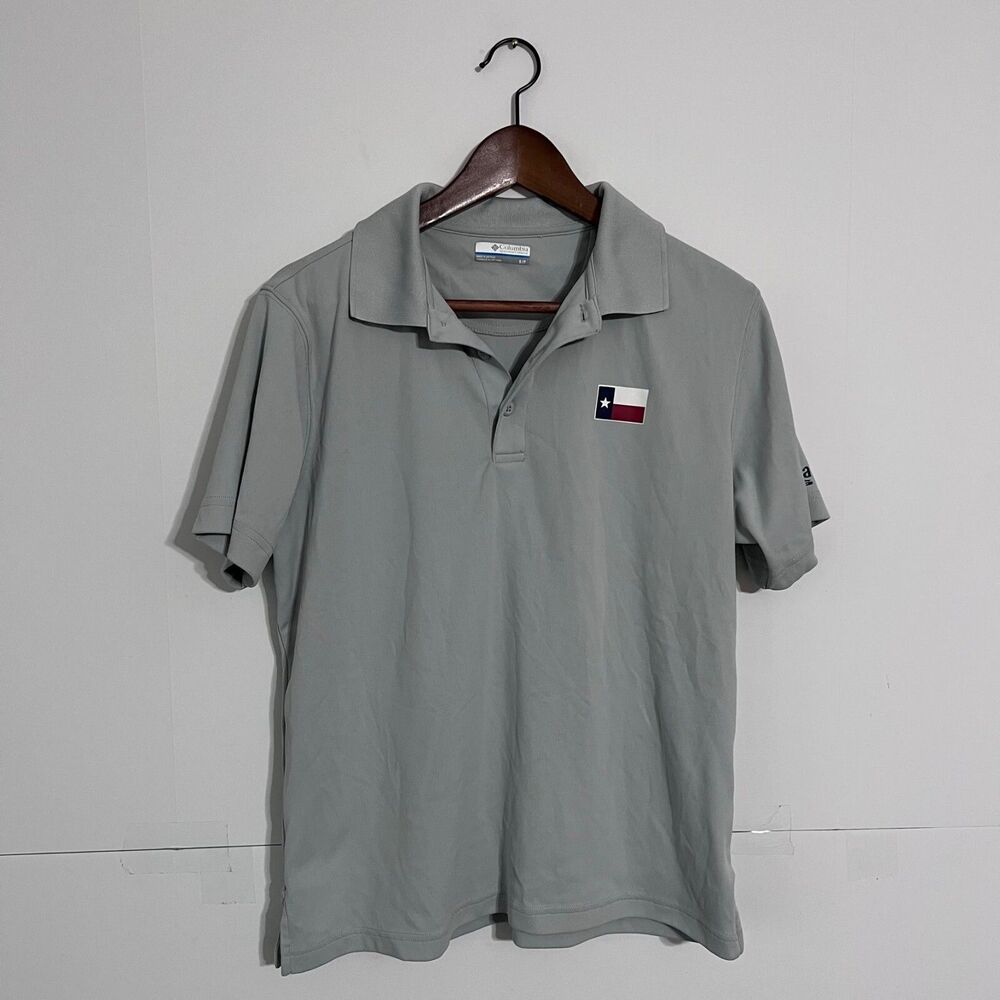 Columbia Pfg Mens Polo Shirt Size S Grey Texas State Logo Short Sleeve
